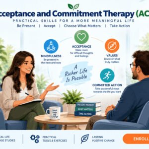 Acceptance and commitment therapy course image showing mindfulness and ACT practices in action.