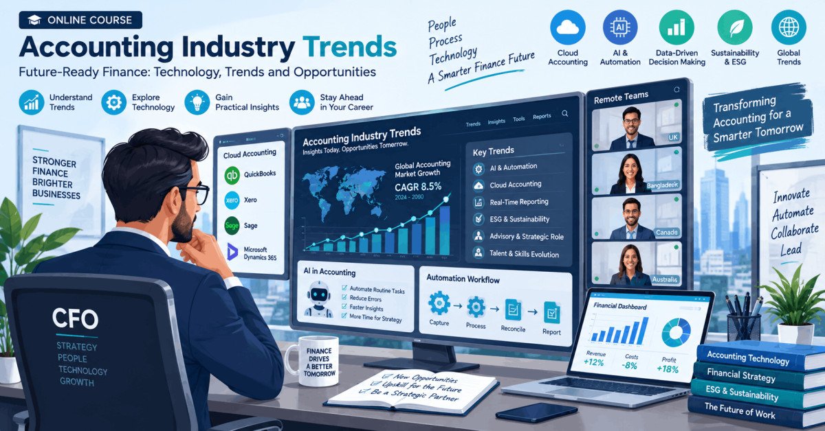 Modern CFO analyzing accounting industry trends with AI, cloud tools, and digital transformation strategies.
