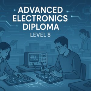Students learning circuits and semiconductor devices in advanced electronics diploma