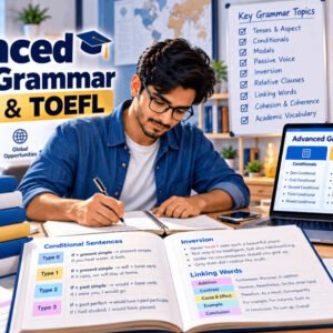 Advanced English grammar course for IELTS and TOEFL with key structures and usage