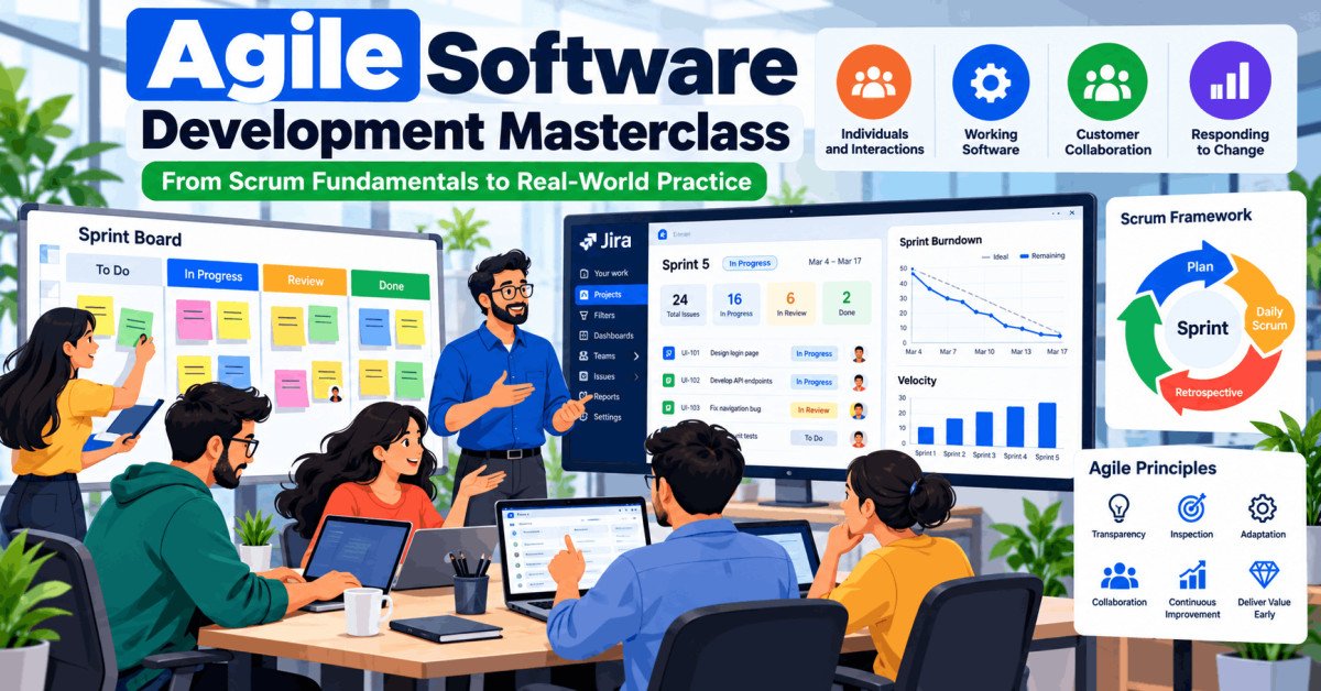 Agile Software Development Masterclass with Scrum, JIRA, and Agile principles