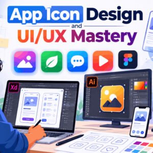 App icon design and UI/UX mastery course with Adobe XD, Illustrator, and Photoshop tools