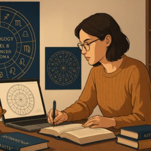 UK student studying astrology charts and planets for astrology advanced diploma