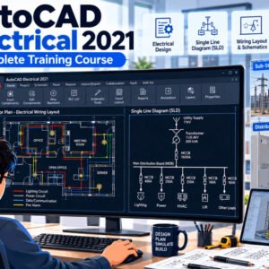 AutoCAD Electrical design course showing advanced electrical layouts and SLD diagrams