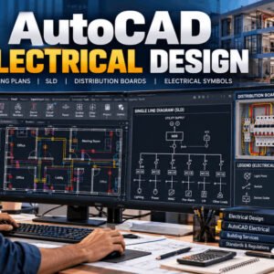 Professional engineer creating AutoCAD Electrical design and SLD layouts on a computer