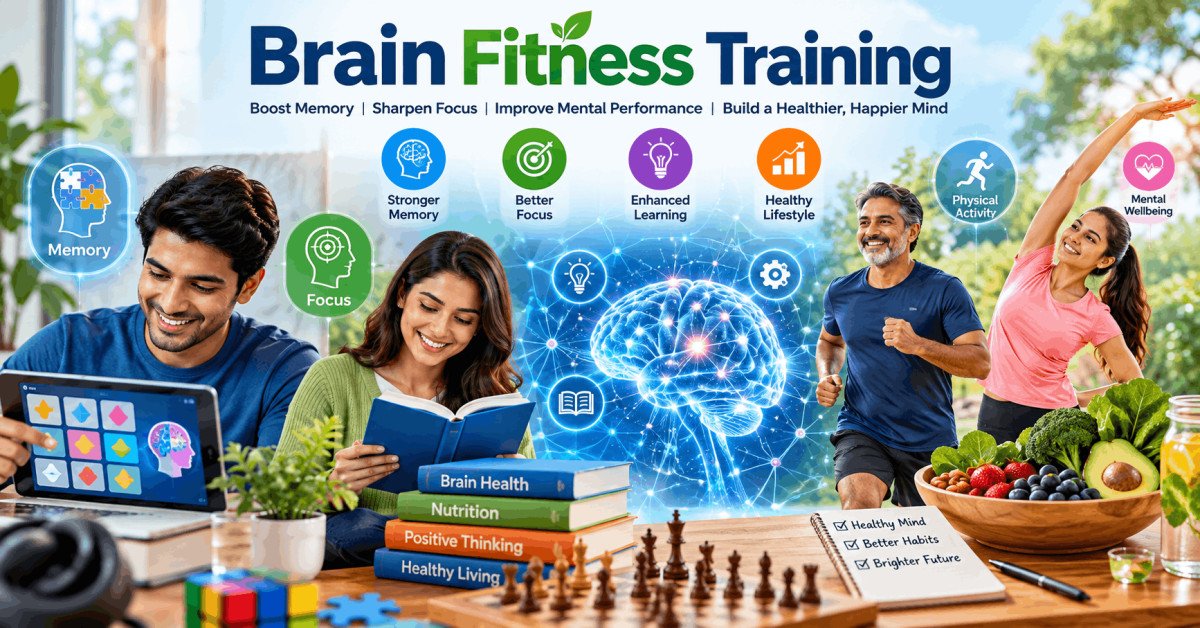 Brain fitness training with memory, focus, and cognitive speed exercises in a modern learning environment.