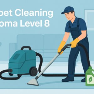 Professional carpet cleaner using advanced equipment during diploma training.