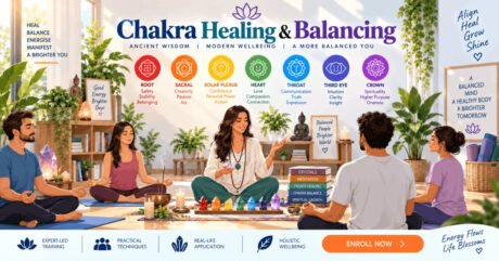 Chakra healing masterclass with meditation, crystals, and holistic energy therapy techniques for certification.