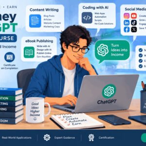 Student learning ChatGPT mastery skills for content creation, marketing, and making money with AI