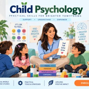 Child psychology certification course showing children learning and therapist guiding them