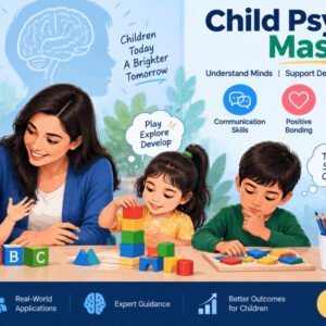 Child psychology course illustration showing child development and learning stages