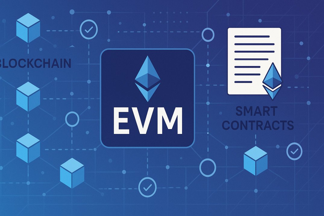 Ethereum Virtual Machine explained with blockchain and smart contracts visual diagram