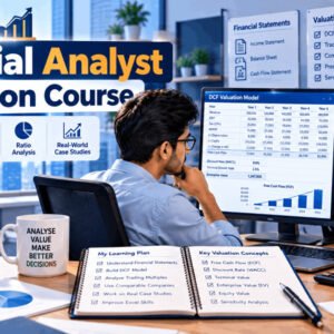 Financial analyst learning valuation with DCF, multiples, and financial modeling methods in a modern finance setting.