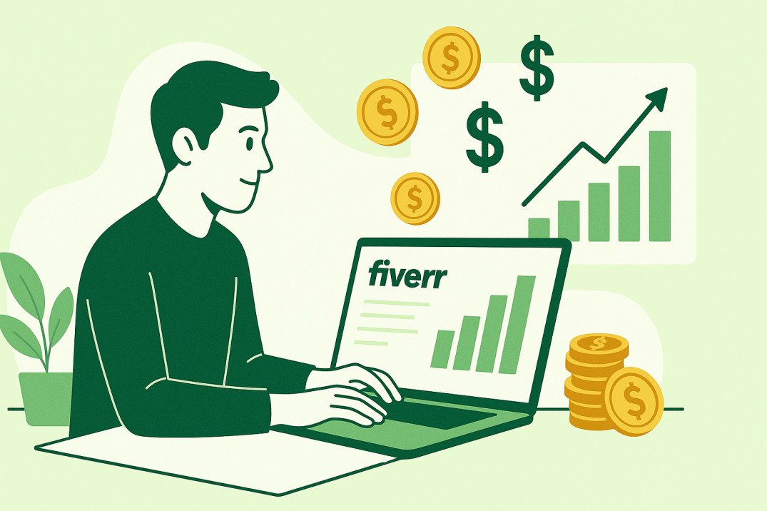 Fiverr mastery course image showing freelancer success and earnings growth