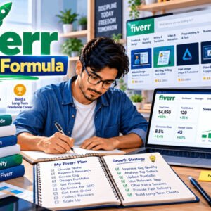 Student learning the Fiverr success formula to build and scale a gig-based business with proven strategies
