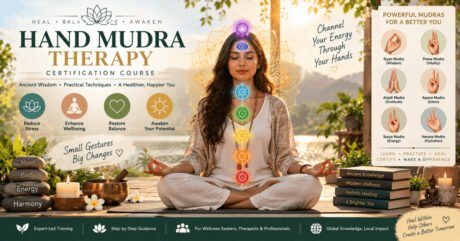 Hand mudra therapy certification with ancient healing gestures for stress relief and well-being
