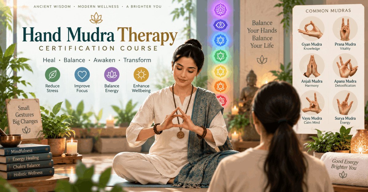 hand mudra therapy certification showing ancient healing gestures for energy balance