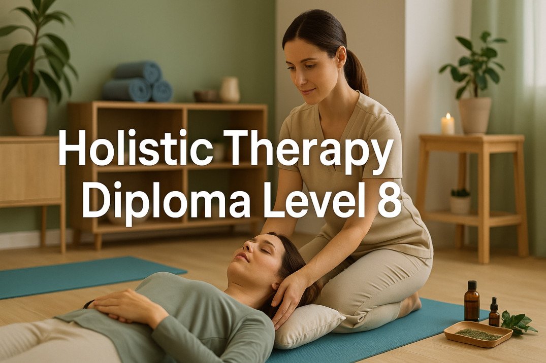 Holistic Therapy Diploma Level 8 with therapist guiding client in healing environment
