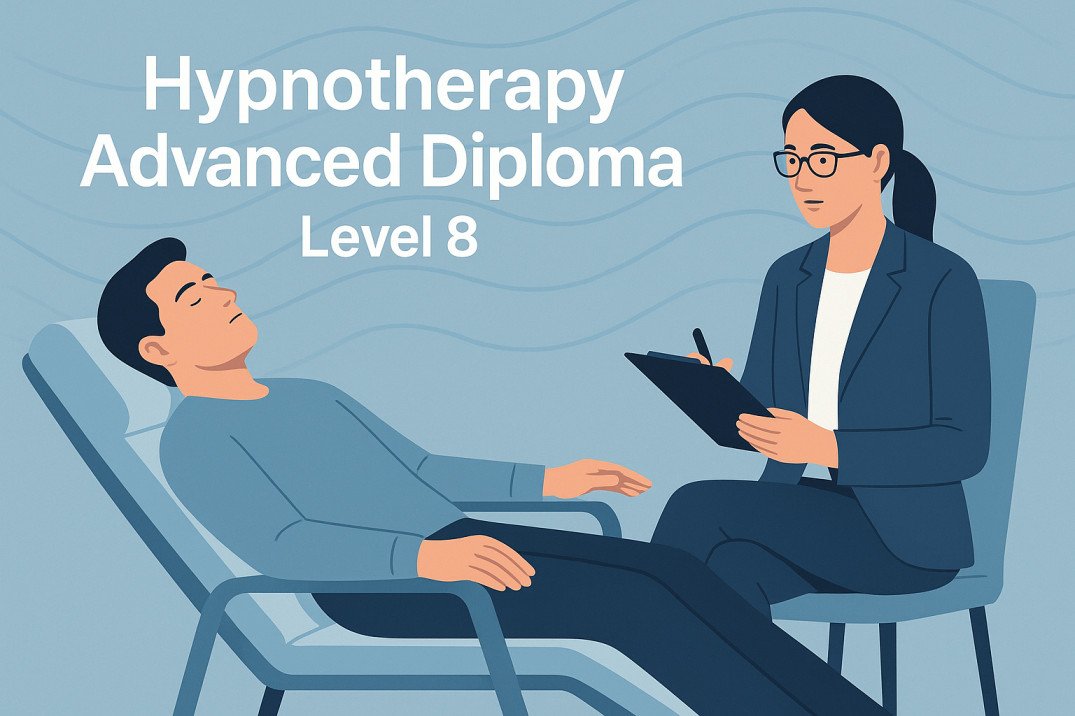 Student practicing hypnotherapy session during advanced diploma training level 8