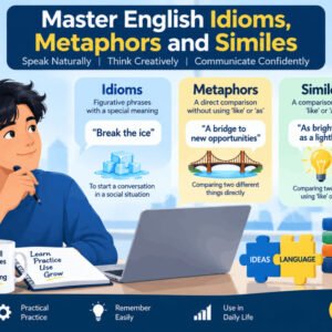 Illustration of idioms, metaphors, and similes in English learning setting