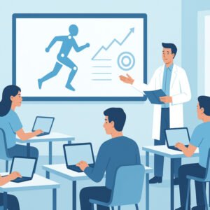 Students studying biomechanics in kinesiology advanced diploma class