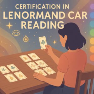 Student practicing Lenormand card reading spreads with certification focus