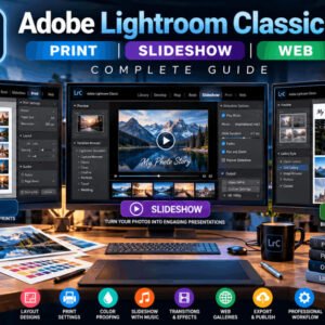 Lightroom Classic CC modules interface showing print, slideshow, and web tools