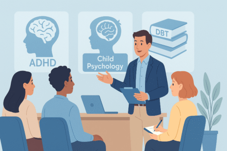 Mental health career roadmap in the UK with ADHD, child psychology, and DBT training opportunities.