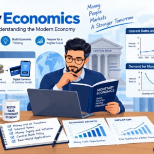 Illustration of monetary economics basics with money, value, and interest concepts