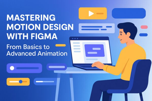 Student learning motion design in Figma with UI animations and interactive prototypes