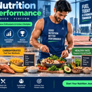 Athlete preparing healthy meal with performance nutrition foods for training success