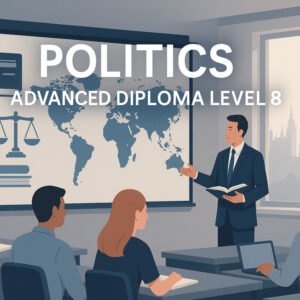 Politics Advanced Diploma Level 8 course covering theory, governance, and international relations.