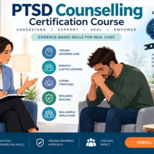 Illustration of PTSD counselling session and trauma management training.