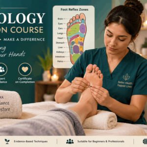 Reflexology certification course showing hands and feet reflex points with techniques
