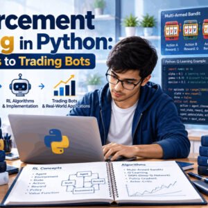 Student coding reinforcement learning in Python with trading bot project