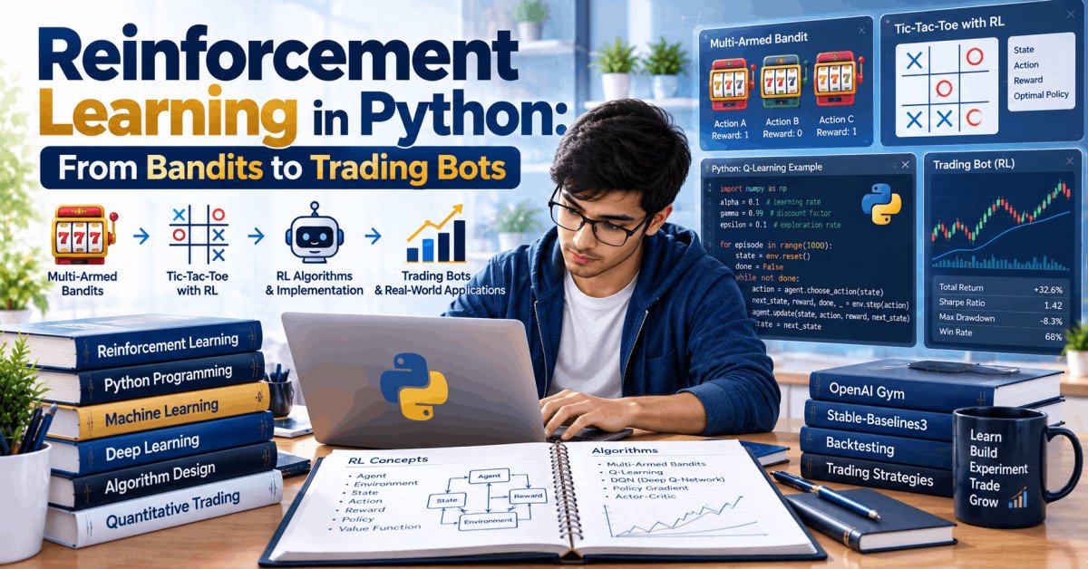 Student coding reinforcement learning in Python with trading bot project