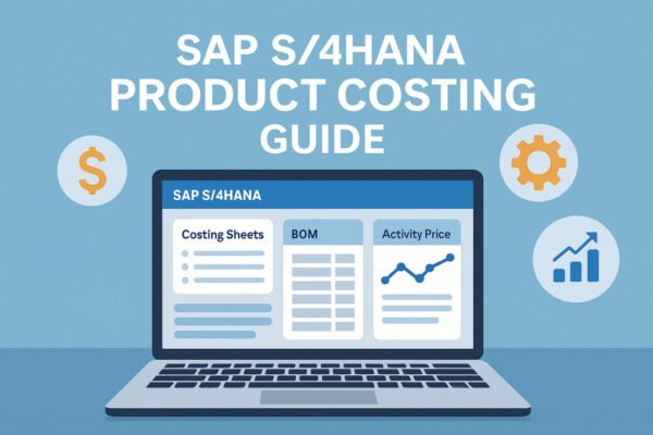 SAP S/4HANA product costing dashboard with costing sheets and configuration setup