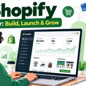 Shopify Mastery course image showing online store setup and growth strategies