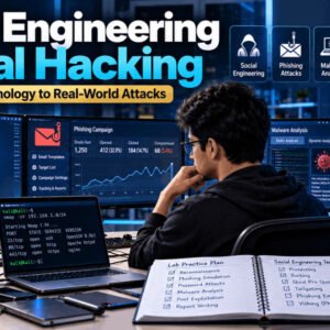 Student learning social engineering ethical hacking with real-world attacks on multiple systems.