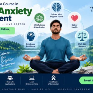 Psychology diploma on stress anxiety management with techniques and calm lifestyle visuals.