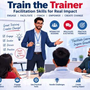 Trainer delivering a workshop with engaged participants, showcasing train the trainer facilitation skills