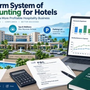 Illustration of hotel financial management under the uniform system of accounting with golf, spa, and parking departments.