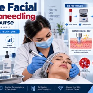 Aesthetic professional performing vampire facial PRP microneedling treatment