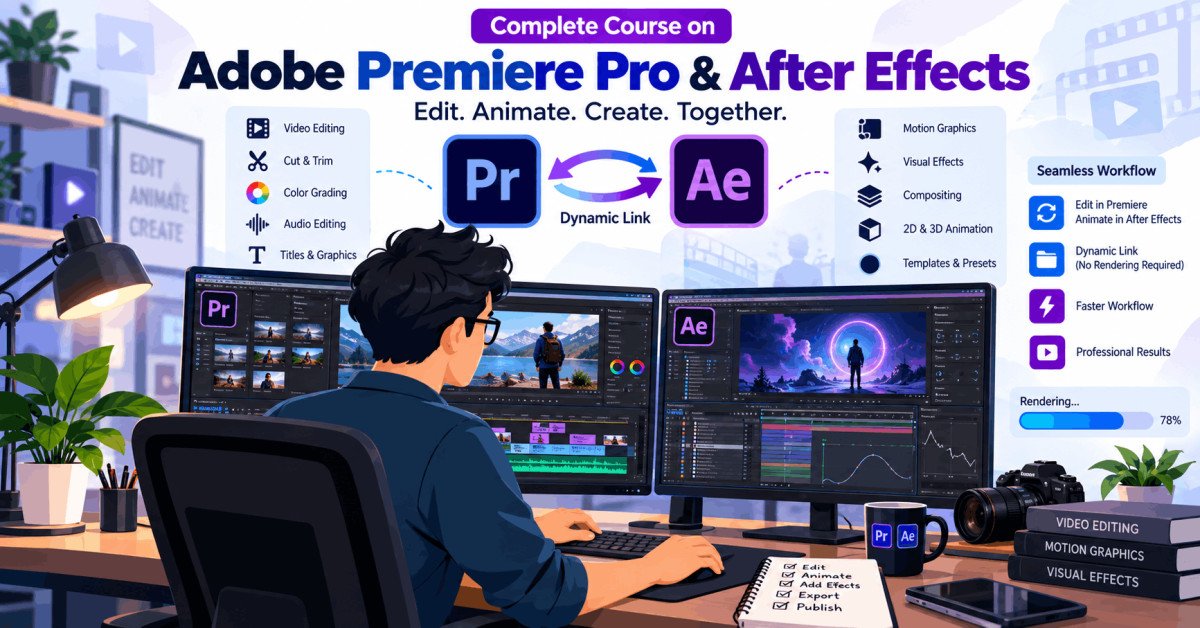 Video editing dynamic linking in Adobe Premiere Pro & After Effects workflow tutorial