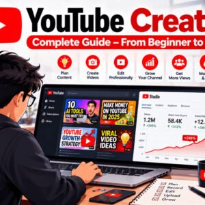 Illustration of viral YouTube videos with analytics growth, engaging thumbnails, and trending content strategies.