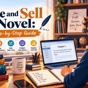 Course cover showing how to write and sell a novel step by step with practical guidance
