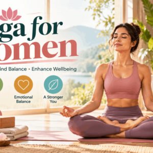 A woman practicing yoga for women, focusing on balance, strength, and inner healing through asanas and meditation.
