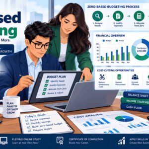 Professional learning zero-based budgeting concepts for modern financial planning, illustrated with charts and reports.
