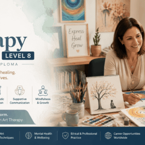 Professional therapist conducting creative healing session in Art Therapy Diploma Level 8 course