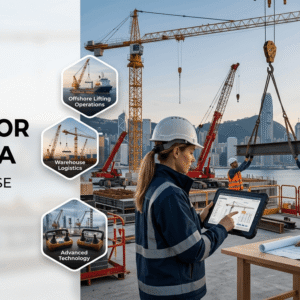 Professional crane operator managing heavy lifting operations in a Crane Operator Diploma training environment